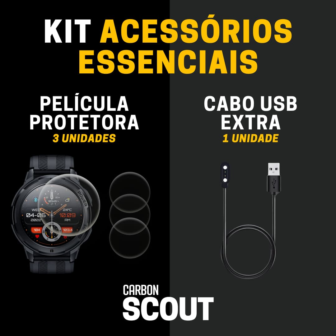 Kit Acessórios Essenciais Carbon Scout - Carbon Relógios Inteligentes