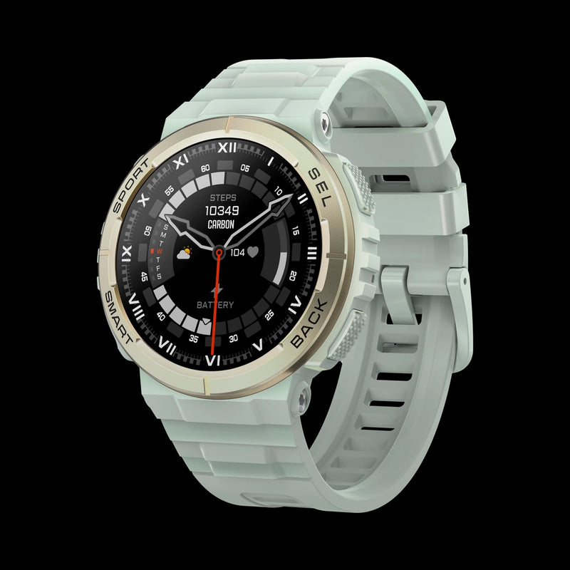 Carbon Vega Explorer verde-água com aro dourado-champanhe e mostrador Carbon de campo