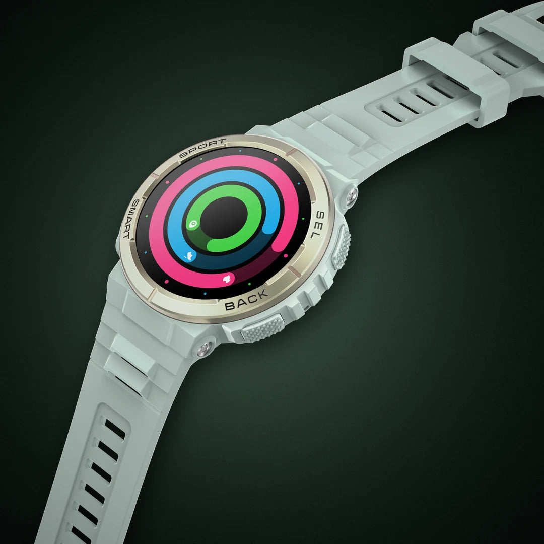 Carbon Vega Explorer deitado, com os anéis de atividade na tela