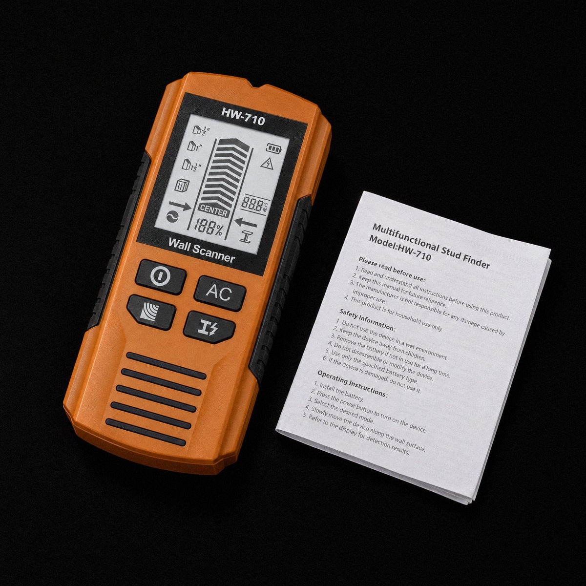 Detector de Parede Carbon com o manual